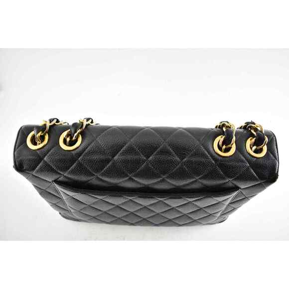 Chanel Vintage Black Caviar Gold 24K Jumbo Flap CC Logo Shoulder Crossbody Bag - Picture 7 of 12